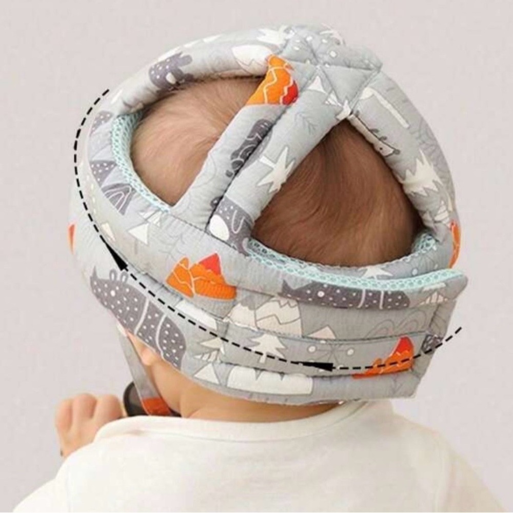 Baby Safety Head Protector - Grey with Orange Accents